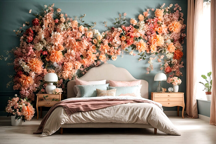 Blossoming Tranquility Bedroom Magic with Flower Decals