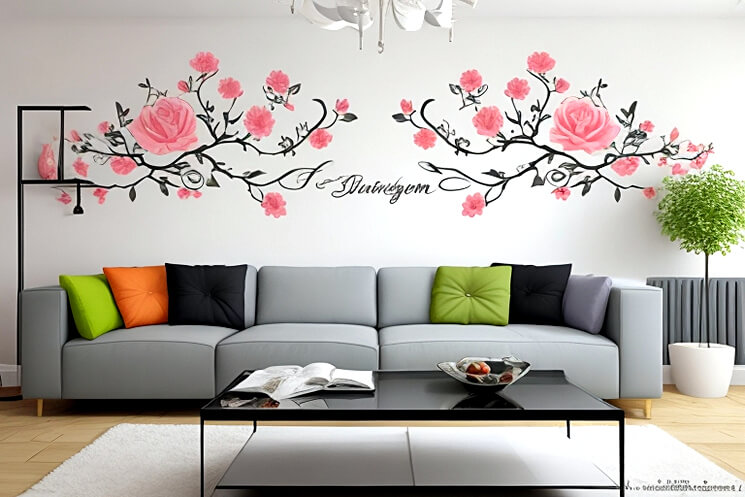 Breathe Freshness Living Room Flower Wall Decor Ideas