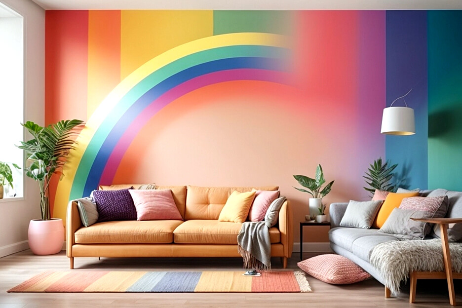 Breathe Life into Your Living Room with Rainbow Stickers