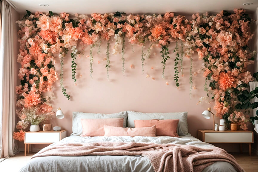 Cherished Garden Bedroom Transformation with Floral Flower Decals