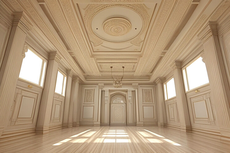 Classic Elegance Hall False Ceiling Designs