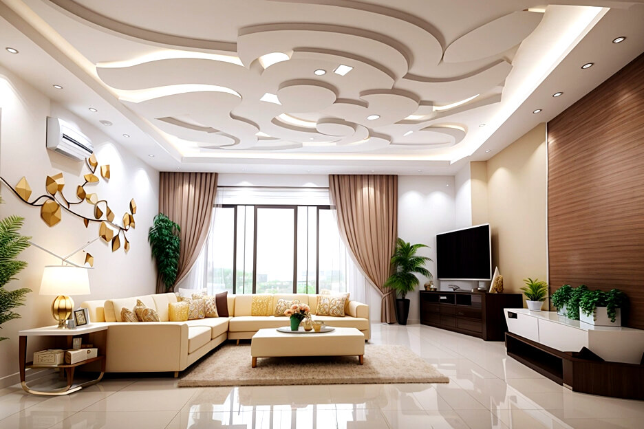 Clean Lines Stylish Spaces Hall False Ceiling Concepts