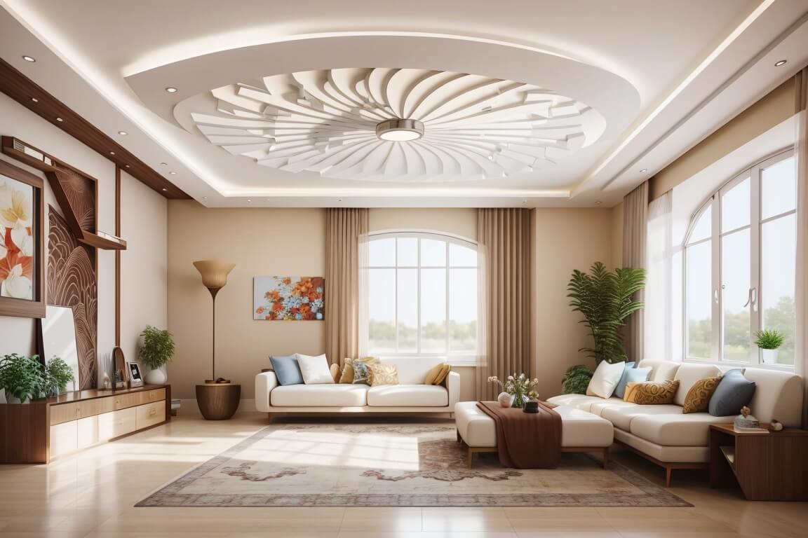 Cooling and Style Combined False Ceiling Fan Design Ideas for Halls