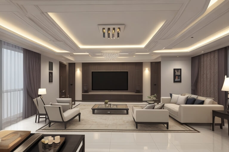 Dramatic Living Room False Ceiling Concepts