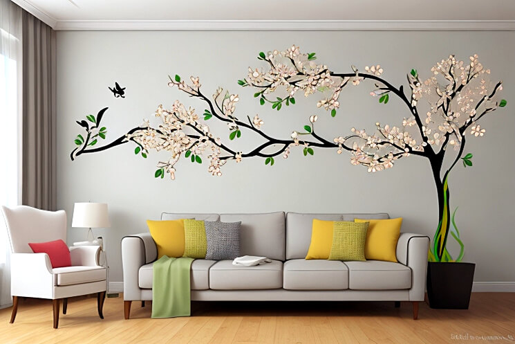 Eco Friendly Elegance Floral Wall Decals for Living Rooms