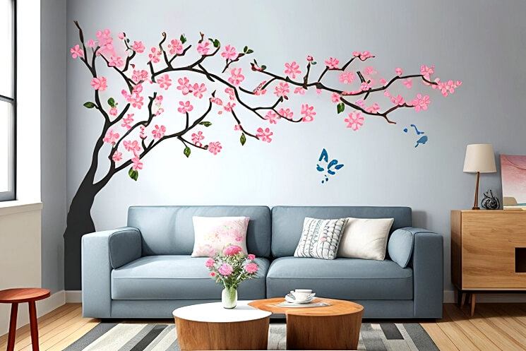 Elegant Living Flower Wall Stickers for Modern Interiors