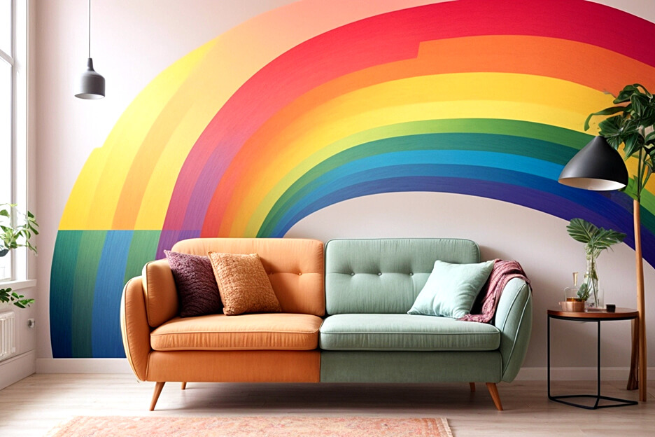 Elevate Your Living Room with Rainbow Stickers