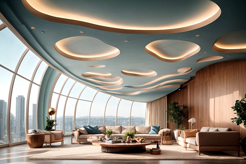 Futuristic Overheads Exploring Contemporary False Ceiling Styles