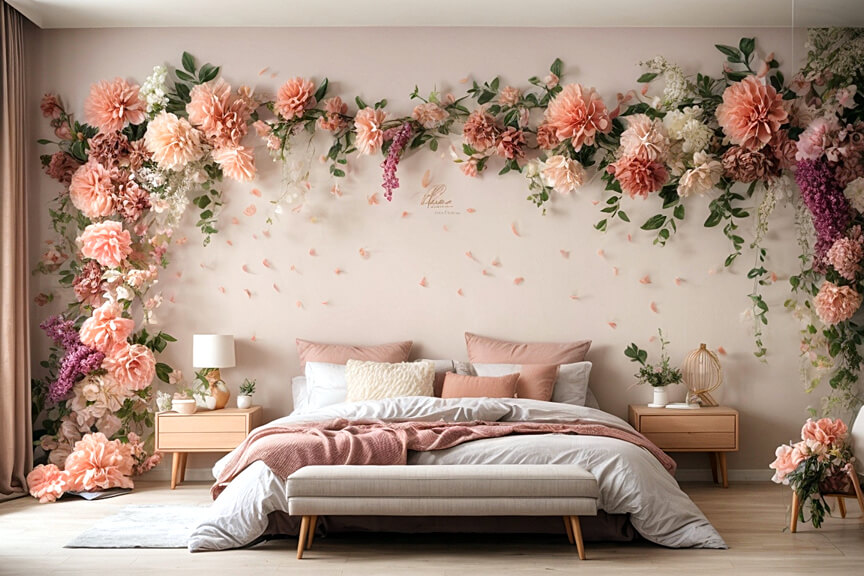 Garden Paradise Floral Decals for a Tranquil Bedroom