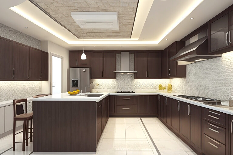 Geometric Harmony Patterns in Kitchen False Ceilings