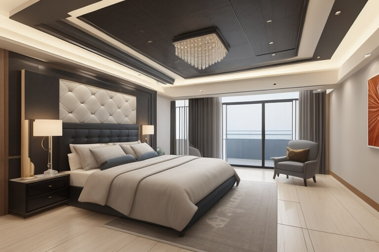 Harmony of Textures Mixed Material Bedroom False Ceilings