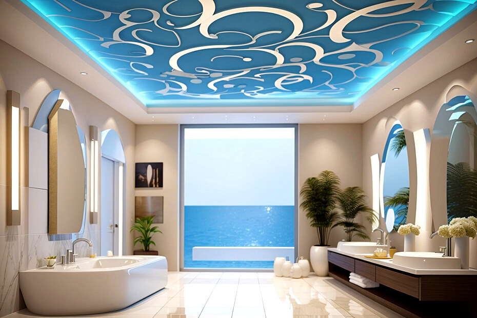 Heavenly Heights Bathroom False Ceiling Aesthetics