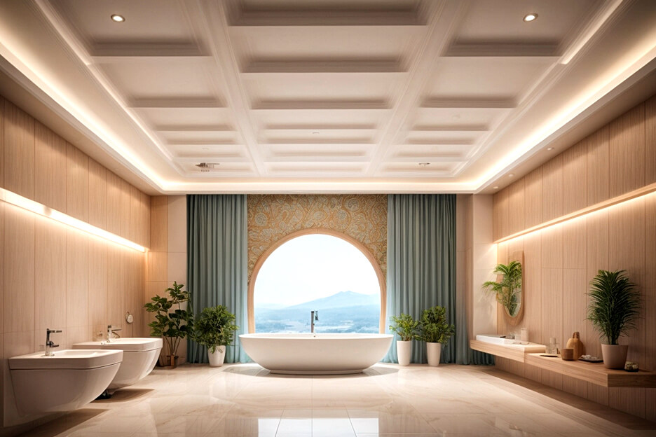 Heavenly Heights Washroom Ceiling Aesthetics