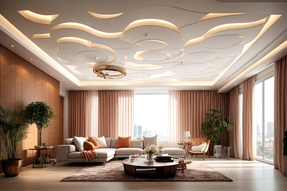 Illusionary Heights Artistic False Ceilings for Modern Spaces