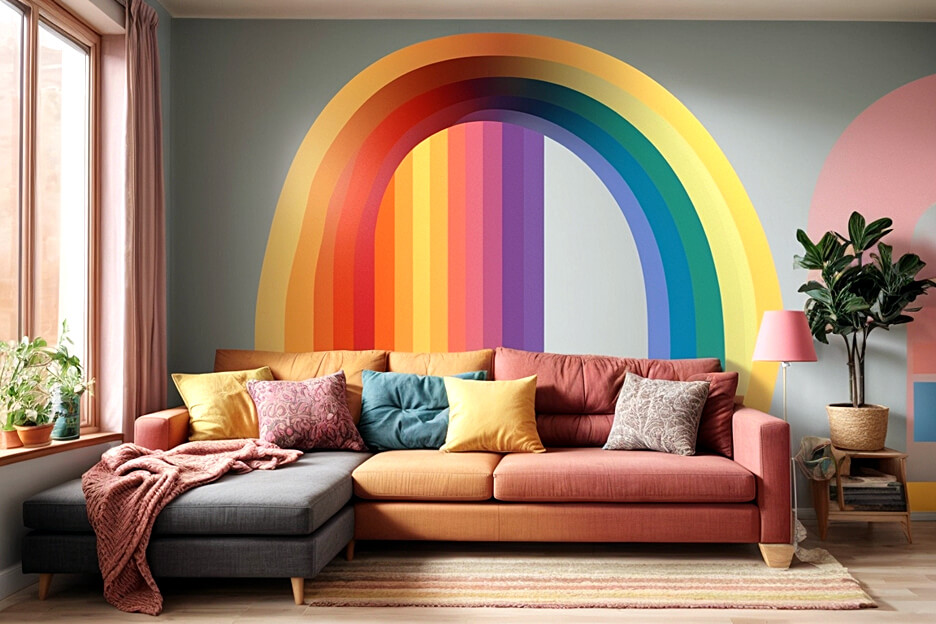 Living Room Ambiance Rainbow Wall Art