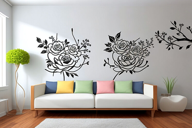Living Room Blossoms Transforming Spaces with Flower Wall Stickers
