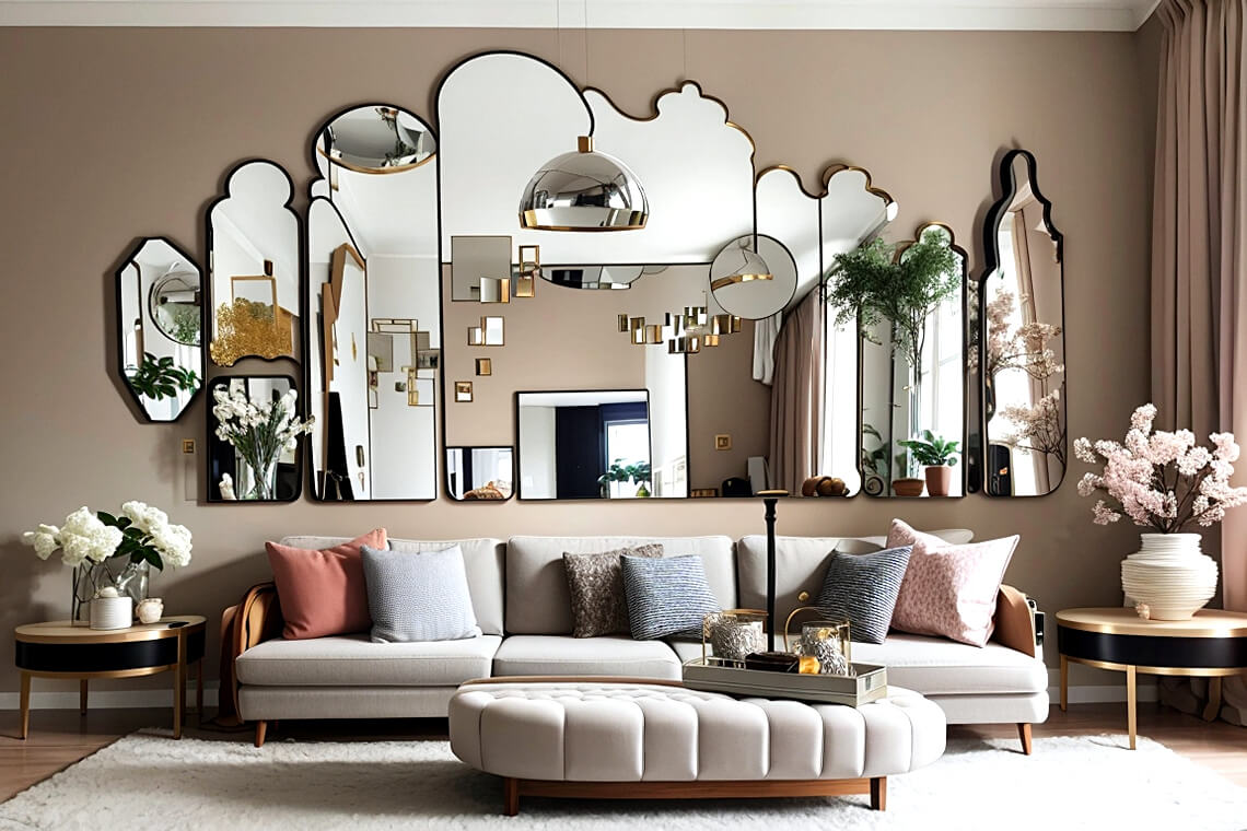 Living Room Brilliance Mirror Decorating