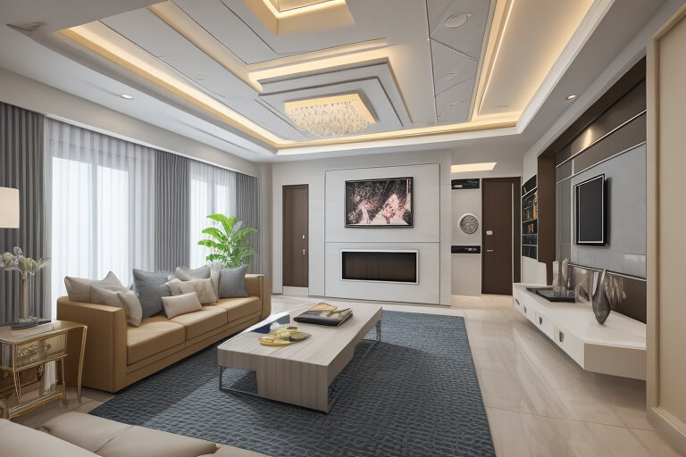 Living Room False Ceiling Elegance