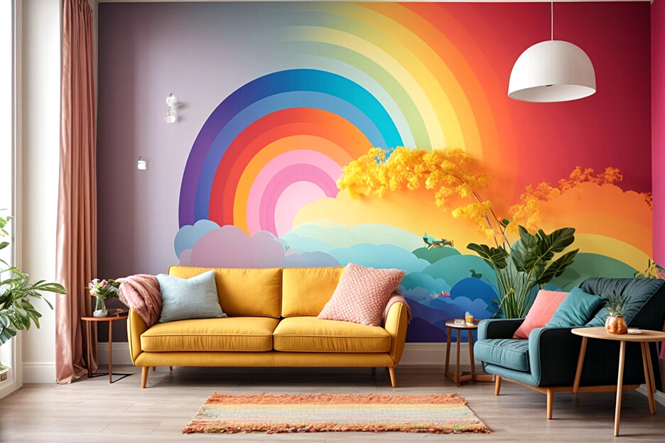 Living Room Revamp Rainbow Wall Accents