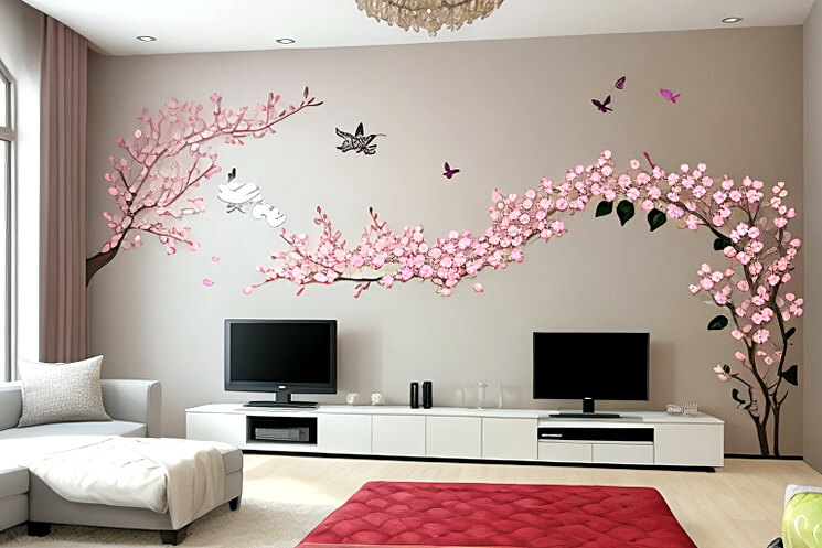 Living Room Serenity Flower Wall Stickers for