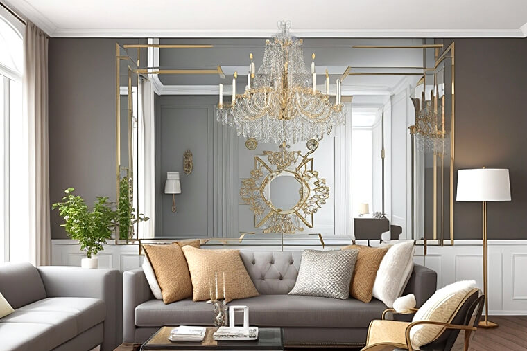 Living Room Sparkle Mirrored Wall Decorations