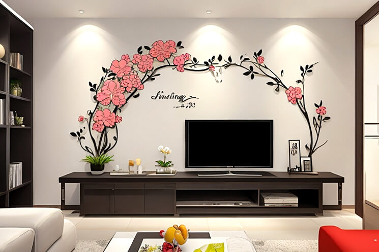 Living Room Spring Flower Wall Stickers in Full Bloom