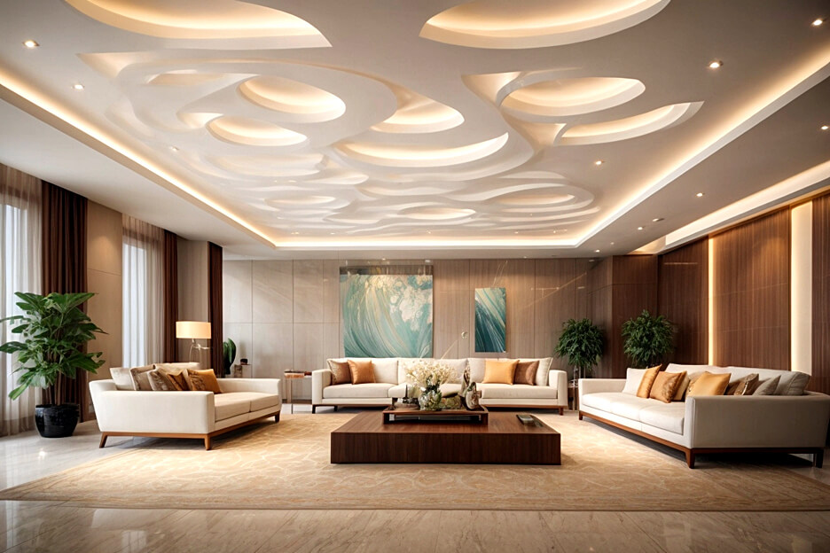 Luxurious Lobby Ambiance False Ceiling Designs