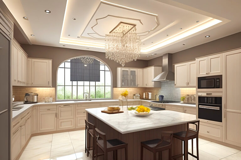 Luxurious Overhead Opulent False Ceiling Ideas for Kitchens