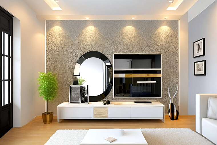 Mirrored Masterpieces Living Room Elegance
