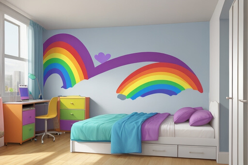 Peel and Stick Magic Rainbow Wall Stickers for Kids