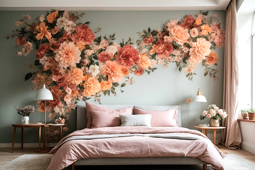 Petals of Serenity Floral Wall Stickers for Peaceful Bedrooms