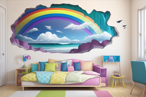 Playful Bedrooms with Rainbow Wall Stickers