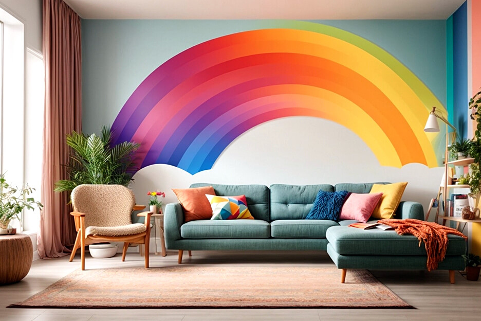 Rainbow Bliss Living Room Wall Sticker Ideas