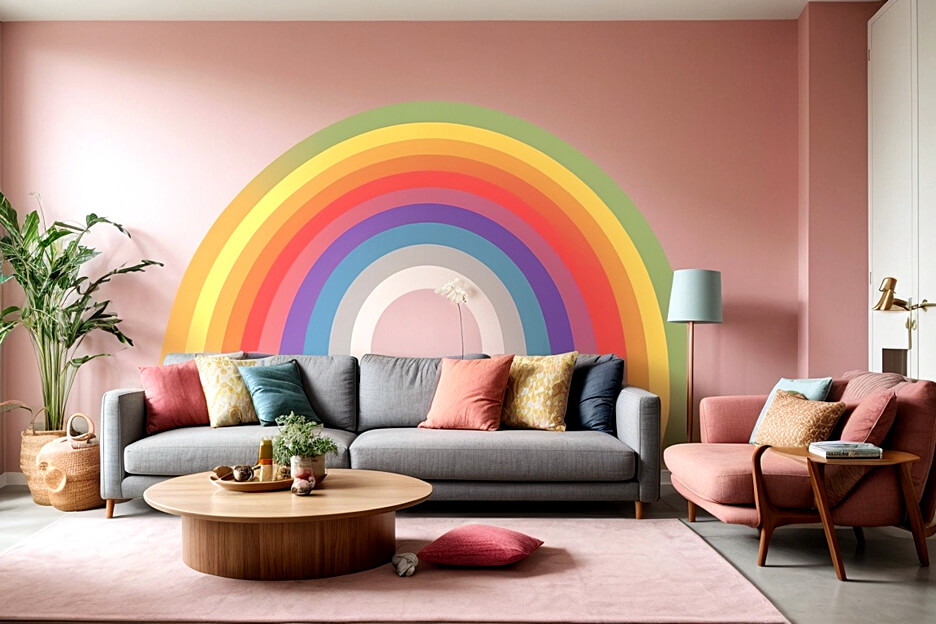 Rainbow Wall Decals for a Happy Living Room