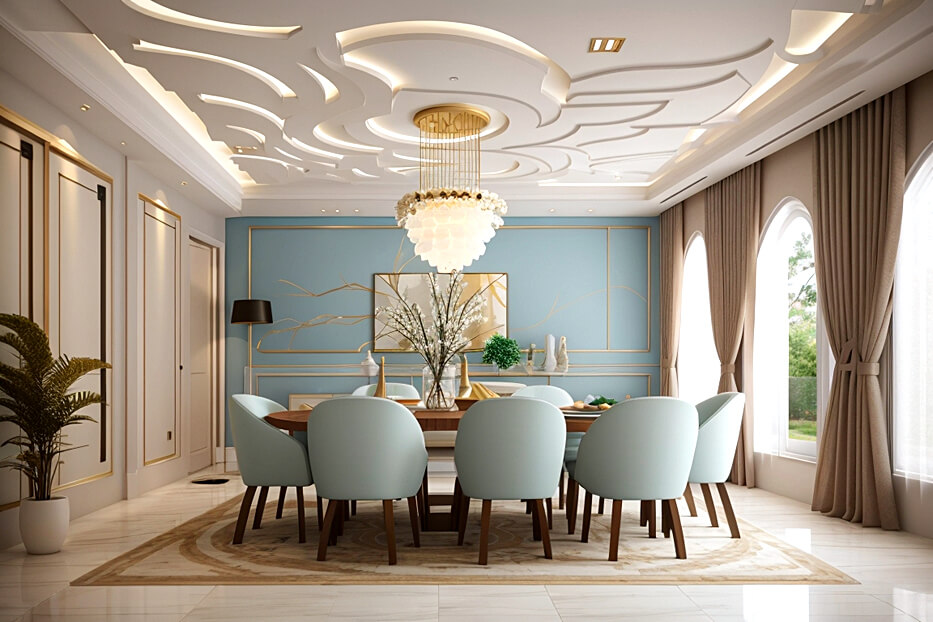 Sophisticated Dining Room False Ceiling Innovations