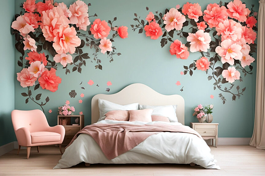 Springtime Delights Flower Wall Stickers for Serene Bedrooms