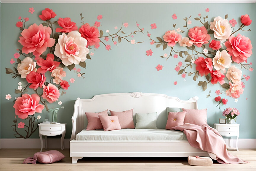 Timeless Elegance Flower Wall Stickers Transforming Bedroom Decor