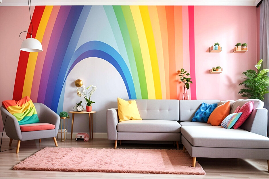 Unleash the Rainbow Living Room Wall Sticker Delights