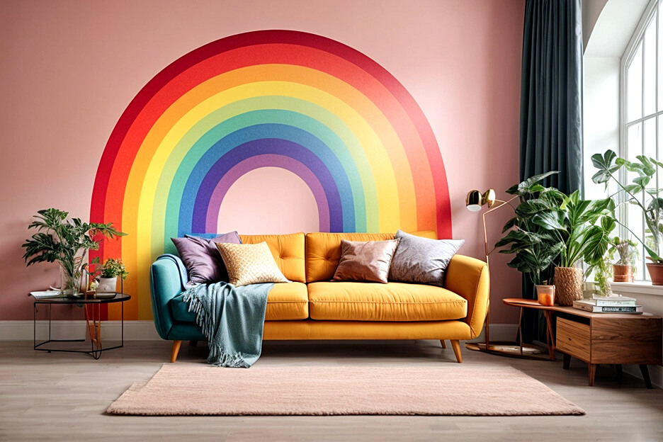 Vibrant Rainbow Wall Stickers Transform Your Living Room