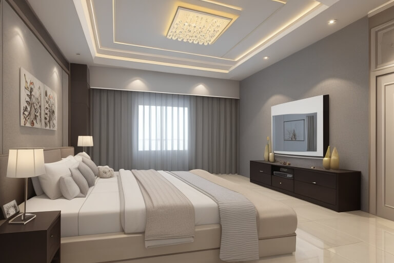 Whispering Pendants Lighting Ideas in False Ceiling Design for Bedrooms