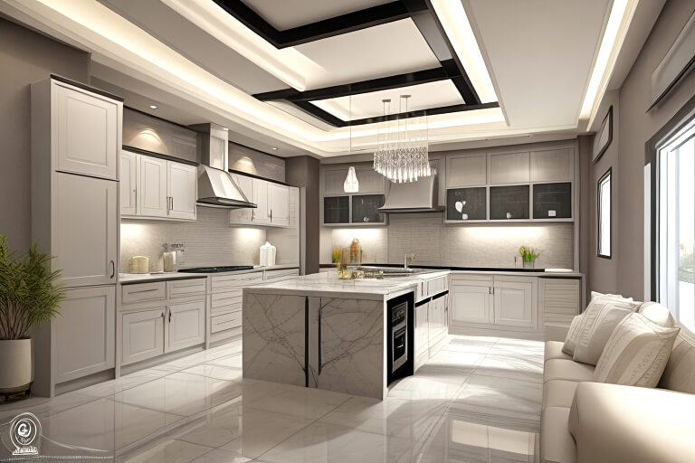 Whitewashed Beauty Bright False Ceiling Designs for Kitchens