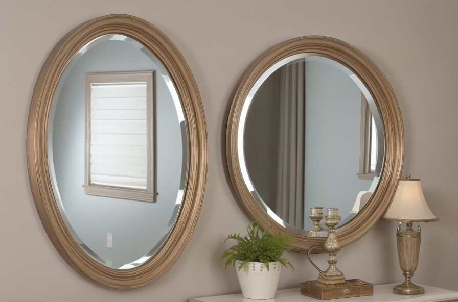 Architectural Appeal Round Mirror in Geometric Frame