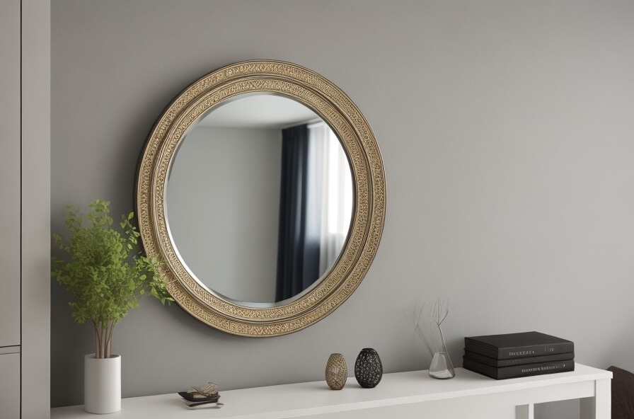 Art Deco Glamour Circular Mirror with Intricate Details