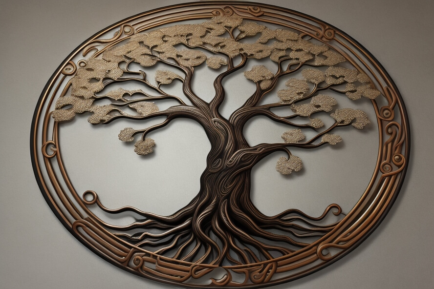 Artisanal Finesse Handcrafted Tree of Life Metal Wall Relief