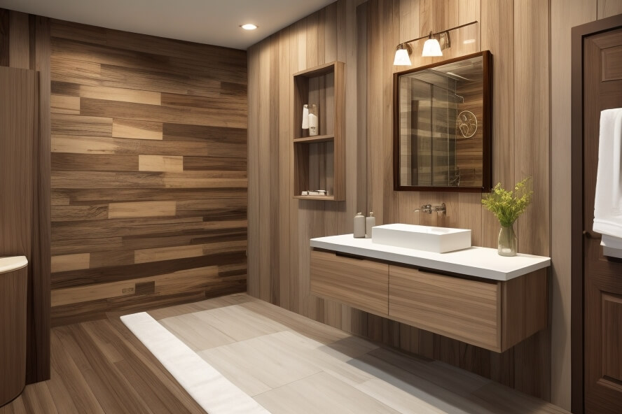 Bold Statements Dramatic Wood Accent Wall Inspirations in Bathrooms