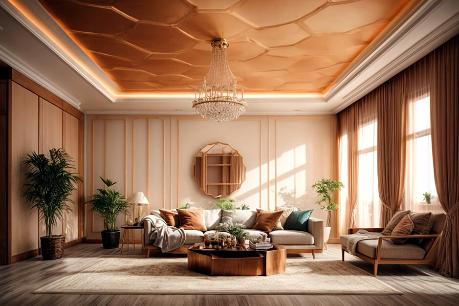 Bold Statements Vibrant Living Room False Ceiling Colour Combinations