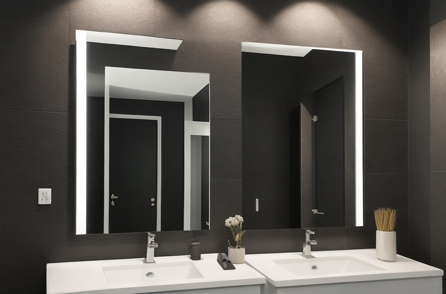 Chic Contrast Mixing Black Wall Mirrors with Bright Interiors