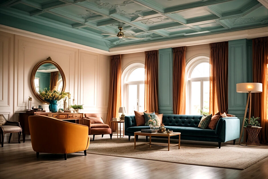 Chic Contrasts Striking Living Room False Ceiling Color Palettes