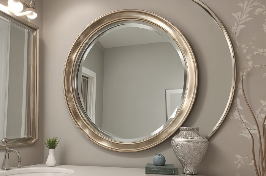 Contemporary Chic Black and Gold Round Mirror