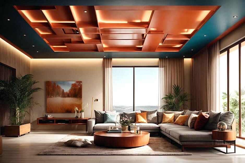 Eclectic Radiance Mix and Match Living Room False Ceiling Color Inspirations